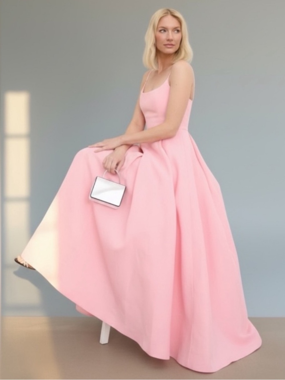 STAUD Joy Dress in Pearl Pink Sz 10